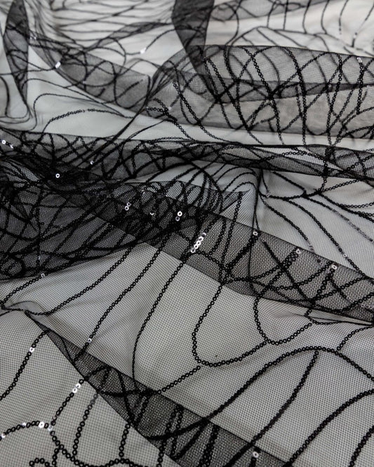 Korean Tulle Polyester Geometric Fabric - Sharqiya - الشرقية