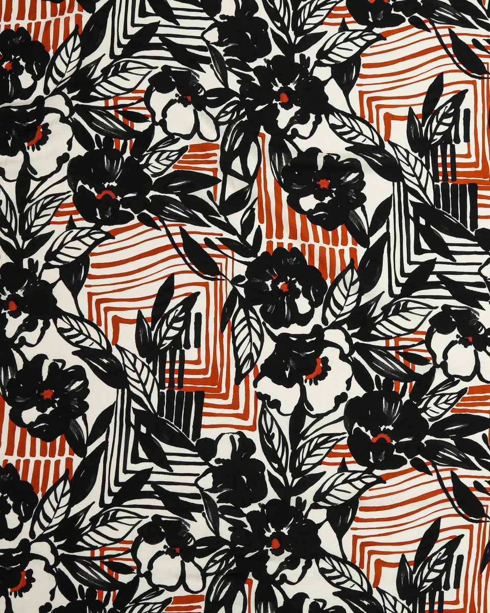 Linen Viscose Floral Fabric - Silk - Sharqiya - الشرقية