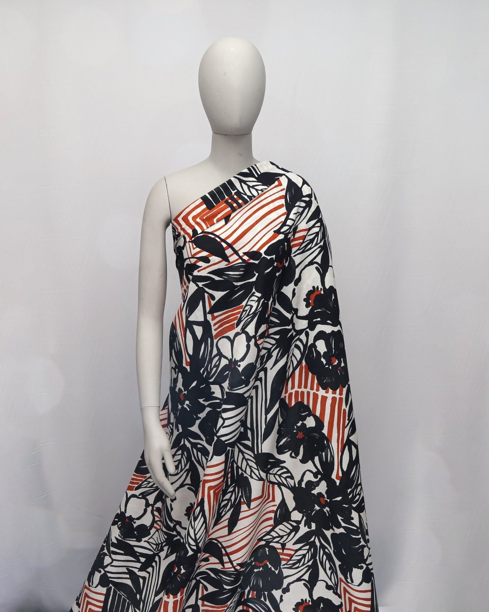 Linen Viscose Floral Fabric - Silk - Sharqiya - الشرقية