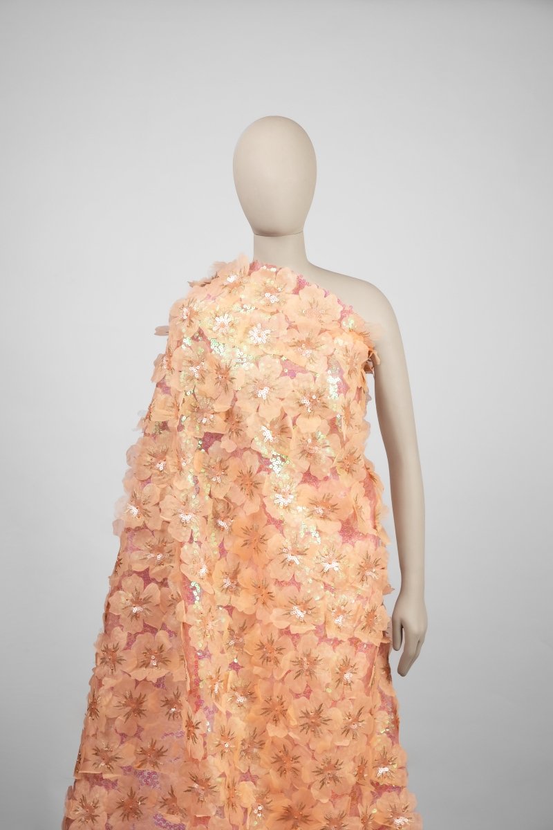 Organza Pure Silk With Organza Floral Pattern - Sharqiya - الشرقية
