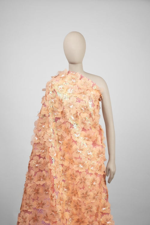 Organza Pure Silk With Organza Floral Pattern - Sharqiya - الشرقية