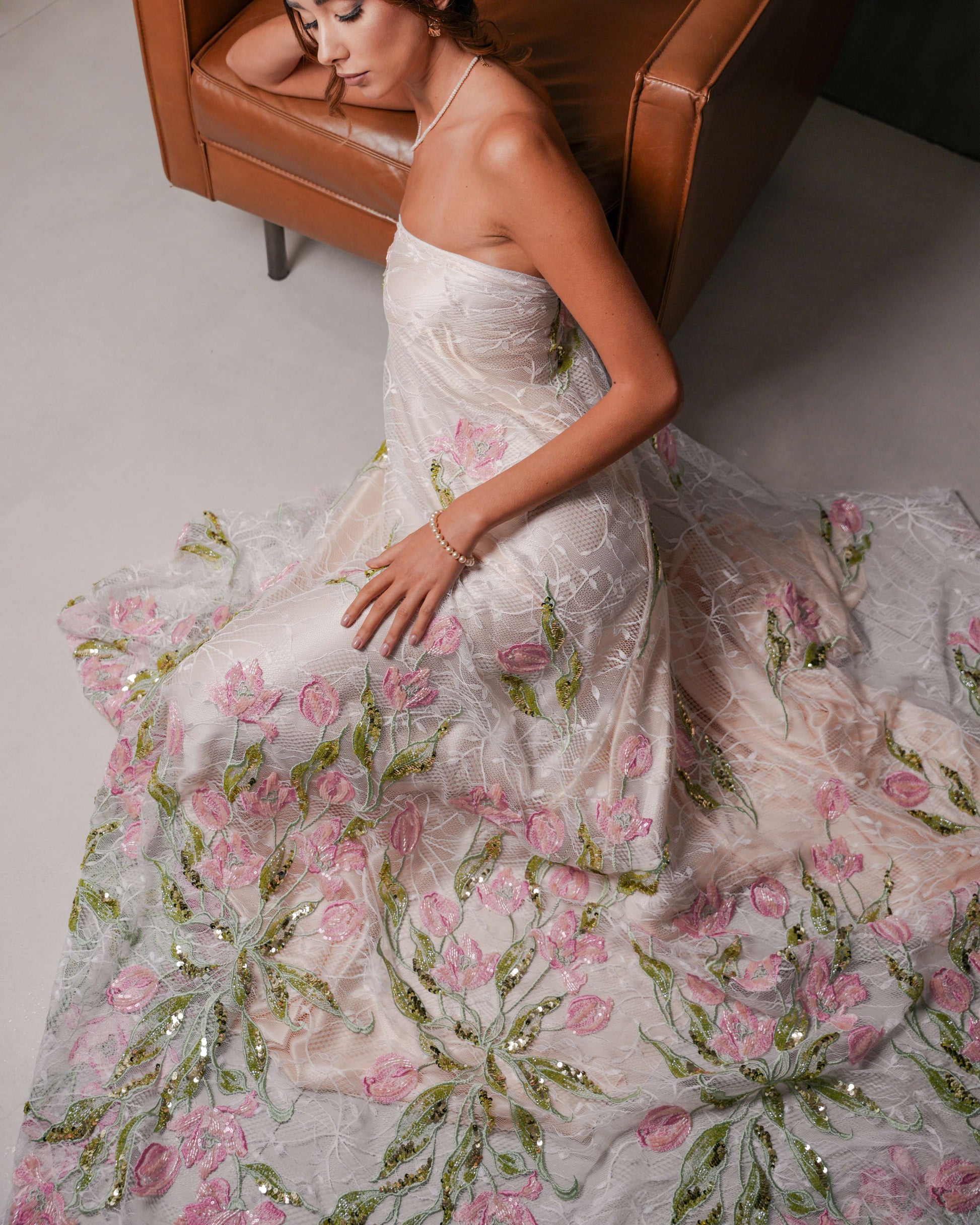 Dantel Embroidery  with Beeds Sequins