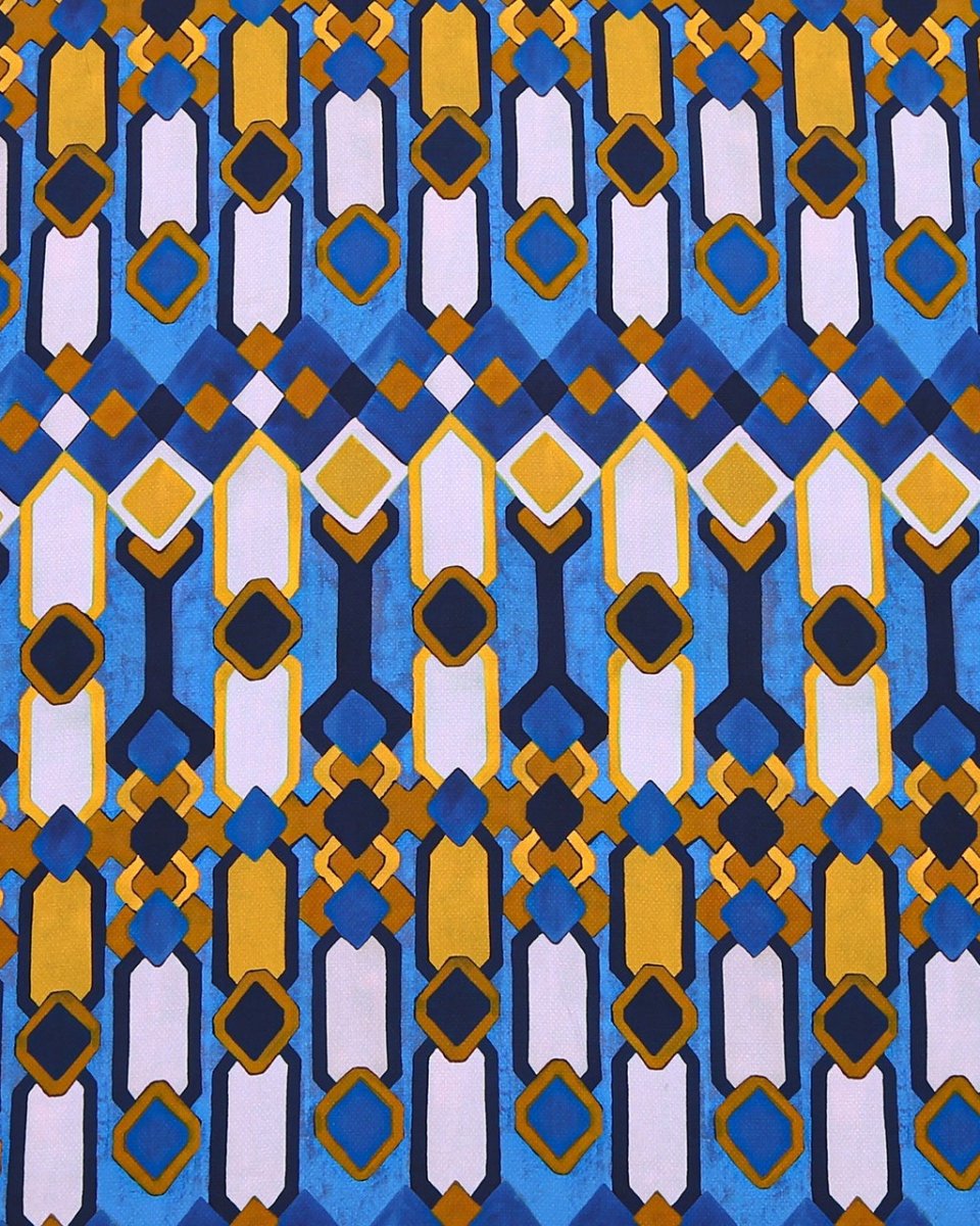 Poly Cotton Tulle Geometric Fabric - Viscose - Sharqiya - الشرقية