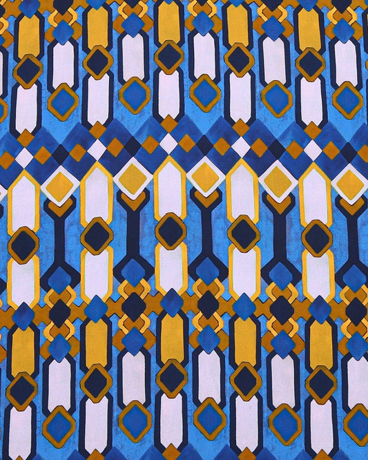Poly Cotton Tulle Geometric Fabric - Viscose - Sharqiya - الشرقية