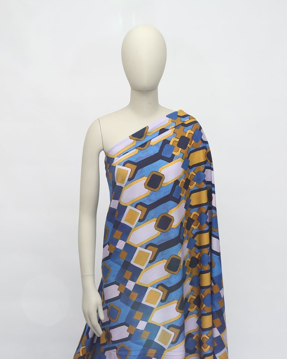 Poly Cotton Tulle Geometric Fabric - Viscose - Sharqiya - الشرقية