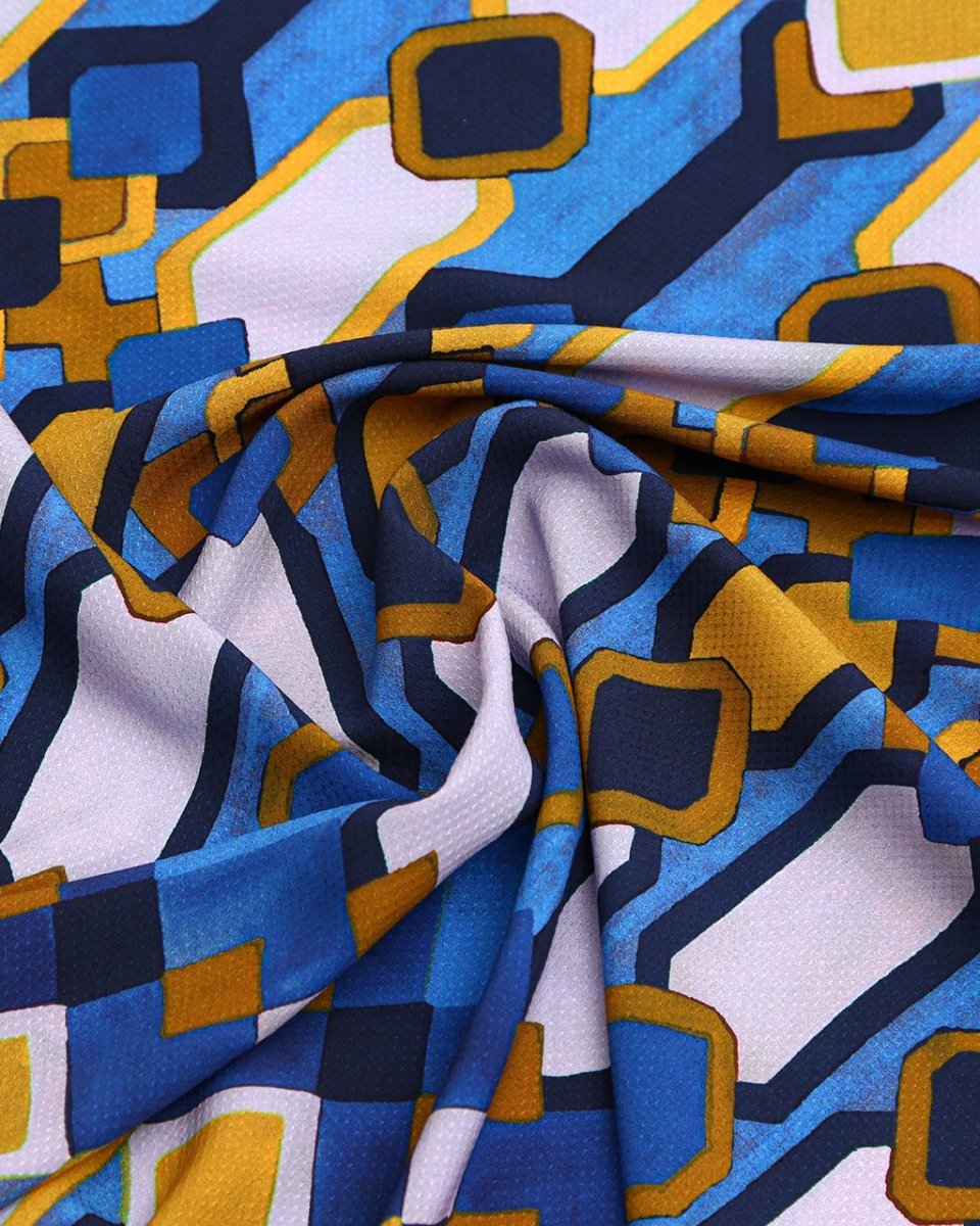 Poly Cotton Tulle Geometric Fabric - Viscose - Sharqiya - الشرقية
