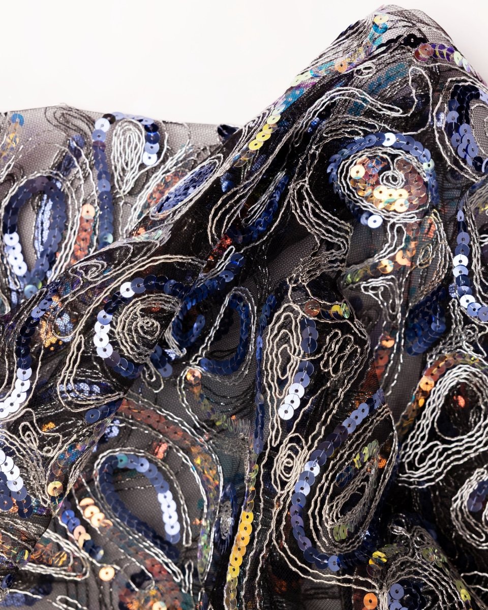 Polyester Sequence Tulle Geometric Fabric - Sharqiya - الشرقية