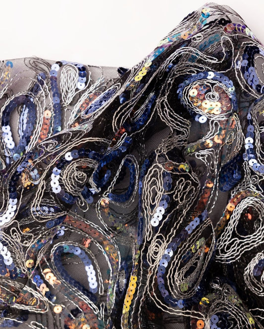 Polyester Sequence Tulle Geometric Fabric - Sharqiya - الشرقية