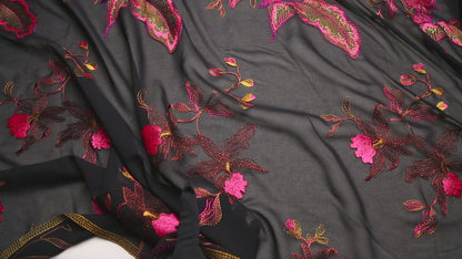 Embroidered Natural Silk Chiffon