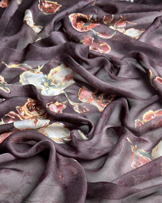 Silk Chiffon Floral Fabric - Pure Silk - Sharqiya - الشرقية