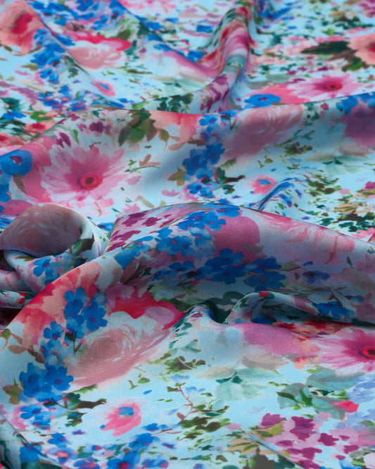 Silk Chiffon Floral Fabric - Pure Silk - Sharqiya - الشرقية