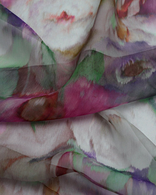 Silk Chiffon Floral Fabric - Pure Silk - Sharqiya - الشرقية