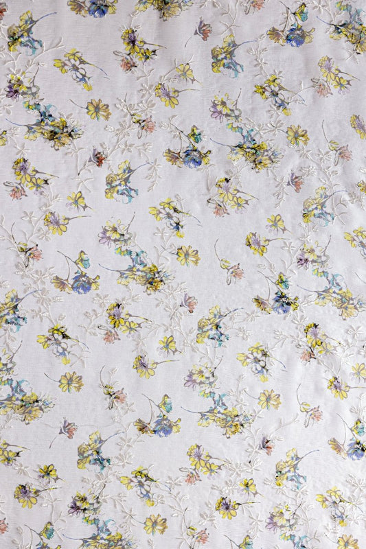 Silk Chiffon Floral Fabric - Pure Silk - Sharqiya - الشرقية