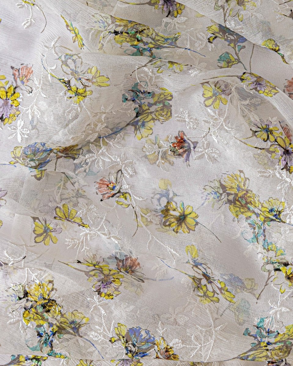 Silk Chiffon Floral Fabric - Pure Silk - Sharqiya - الشرقية