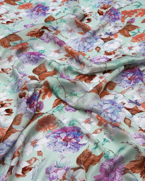 Silk Chiffon Floral Fabric - Pure Silk - Sharqiya - الشرقية