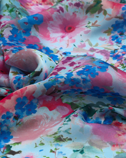 Silk Chiffon Floral Fabric - Pure Silk - Sharqiya - الشرقية