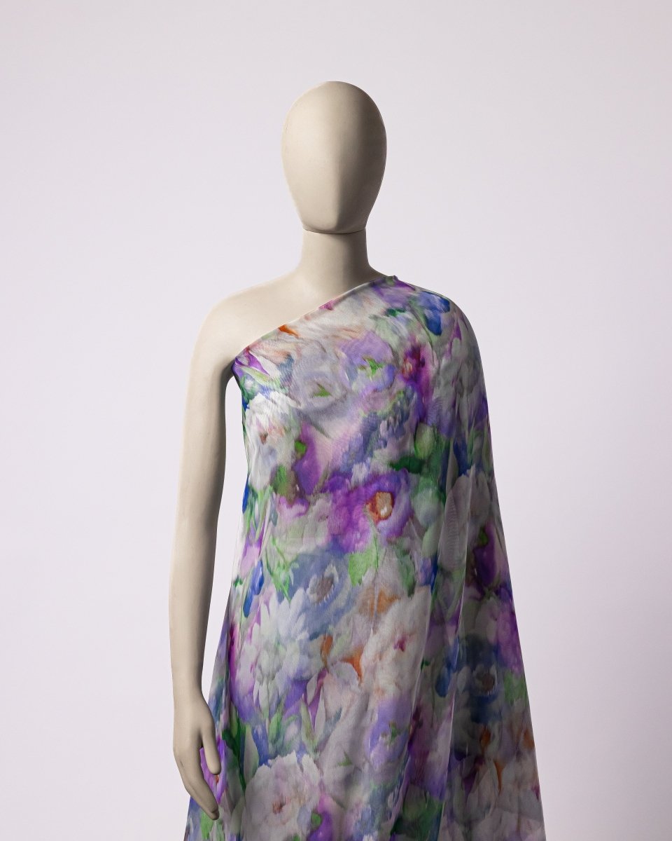 Silk Chiffon Floral Fabric - Pure Silk - Sharqiya - الشرقية