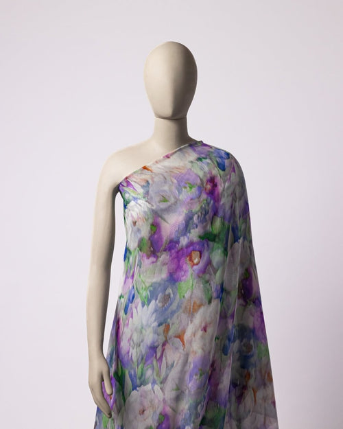 Silk Chiffon Floral Fabric - Pure Silk - Sharqiya - الشرقية