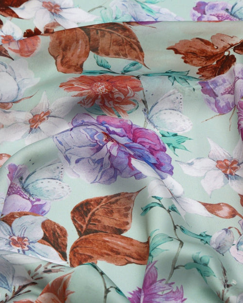 Silk Chiffon Floral Fabric - Pure Silk - Sharqiya - الشرقية
