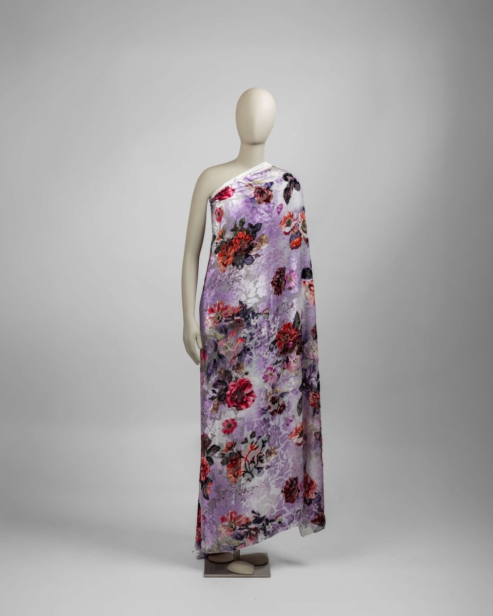 Silk Chiffon Floral Fabric - Velvet - Sharqiya - الشرقية
