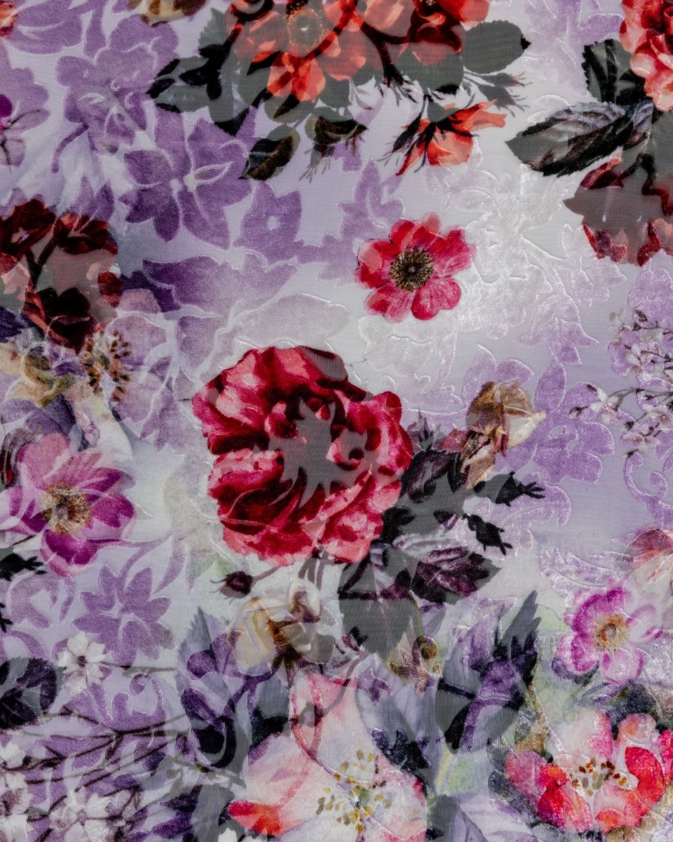Silk Chiffon Floral Fabric - Velvet - Sharqiya - الشرقية