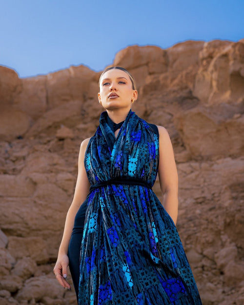 Silk Chiffon Floral Fabric - Velvet - Sharqiya - الشرقية