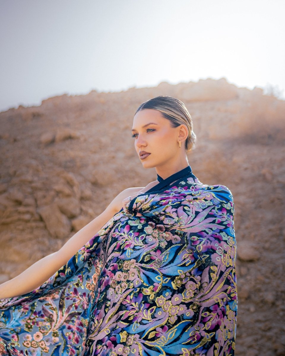 Silk Chiffon Floral Fabric - Velvet, Pure Silk - Sharqiya - الشرقية