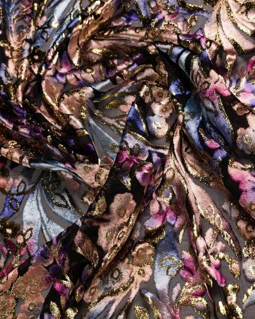 Silk Chiffon Floral Fabric - Velvet, Pure Silk - Sharqiya - الشرقية