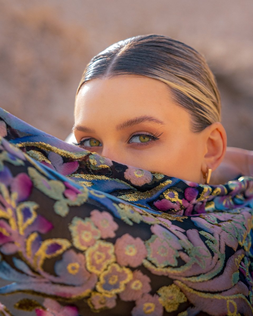 Silk Chiffon Floral Fabric - Velvet, Pure Silk - Sharqiya - الشرقية