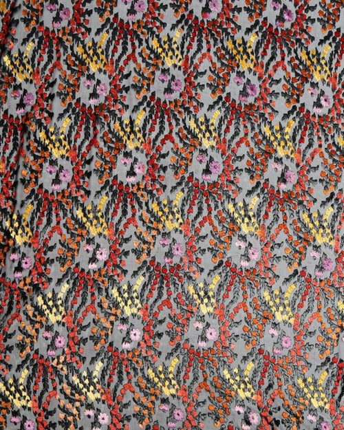 Silk Chiffon Floral Fabric - Velvet, Pure Silk - Sharqiya - الشرقية