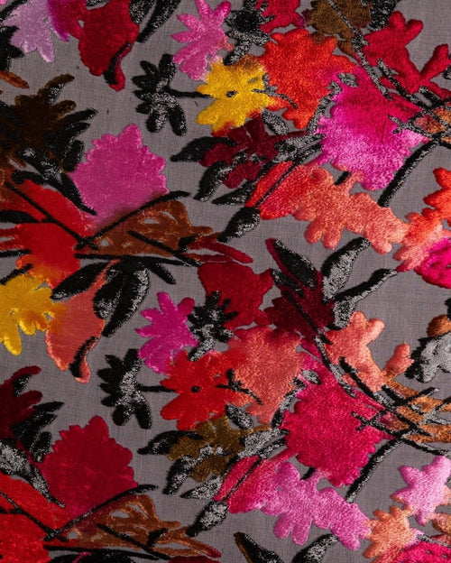 Silk Chiffon Floral Fabric - Velvet, Pure Silk - Sharqiya - الشرقية
