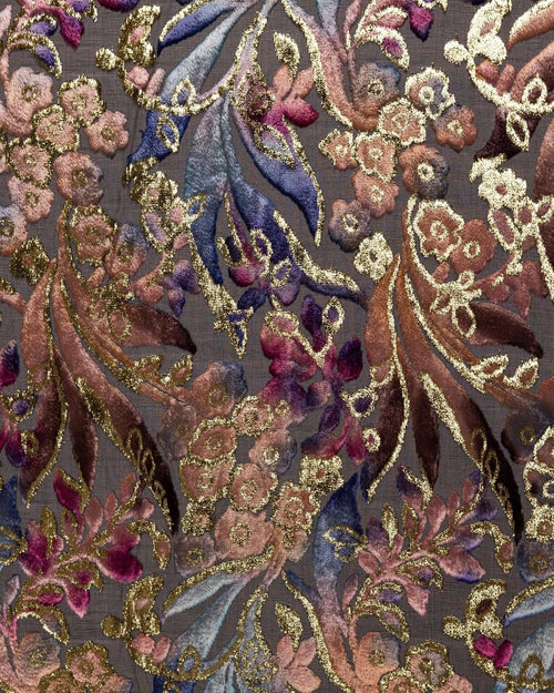 Silk Chiffon Floral Fabric - Velvet, Pure Silk - Sharqiya - الشرقية