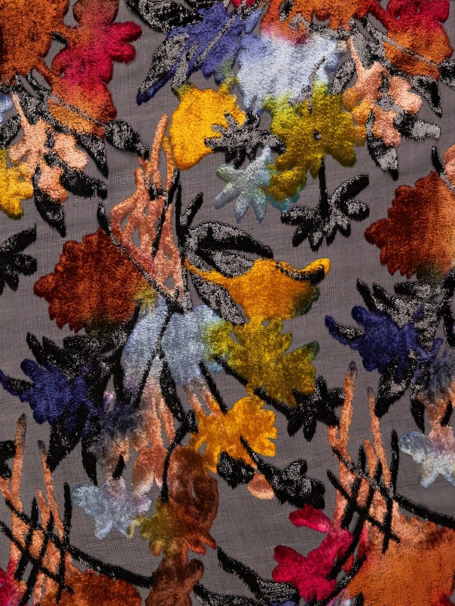 Silk Chiffon Floral Fabric - Velvet, Pure Silk - Sharqiya - الشرقية