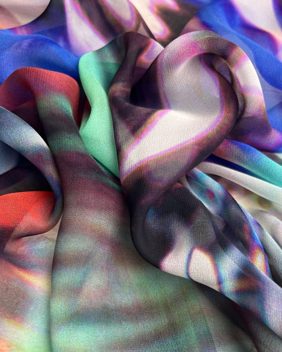 Silk Chiffon Geometric Fabric - Pure Silk - Sharqiya - الشرقية