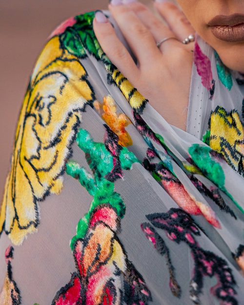 Silk Cotton Floral Fabric - Velvet, Pure Silk, Chiffon - Sharqiya - الشرقية