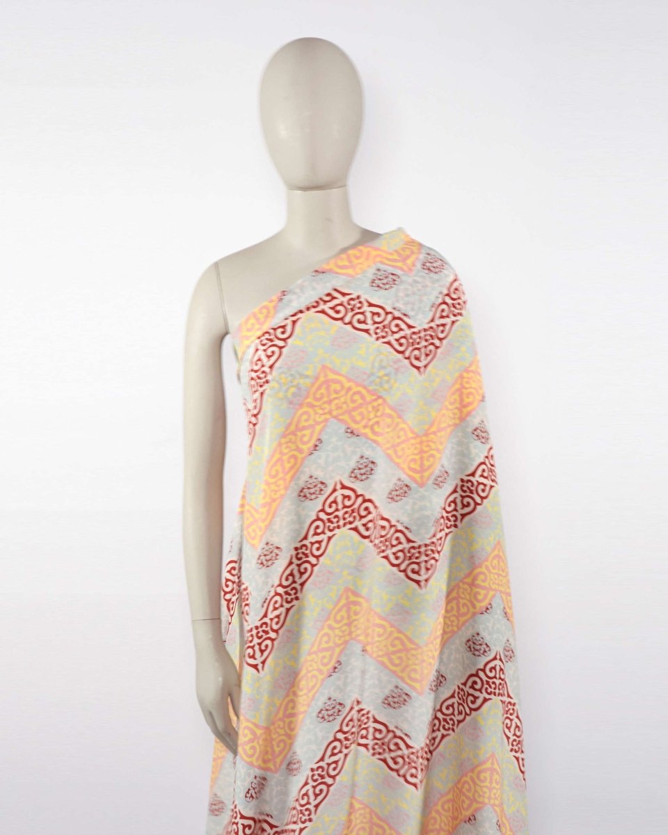 Silk Crepe Geometric Fabric - Pure Silk - Sharqiya - الشرقية