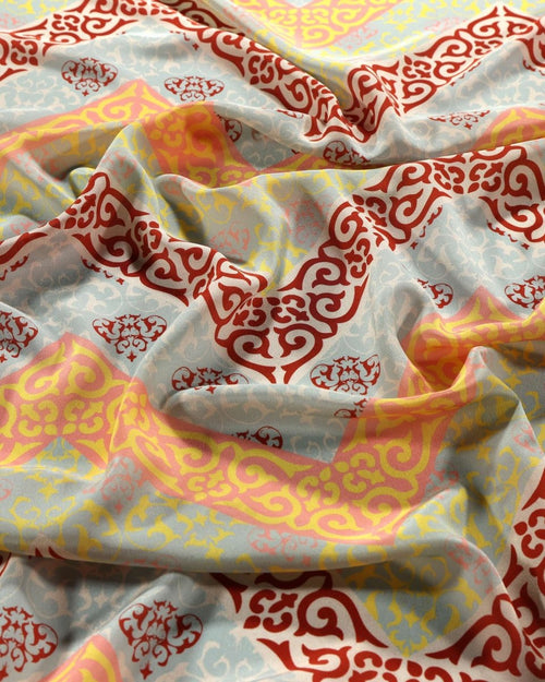 Silk Crepe Geometric Fabric - Pure Silk - Sharqiya - الشرقية