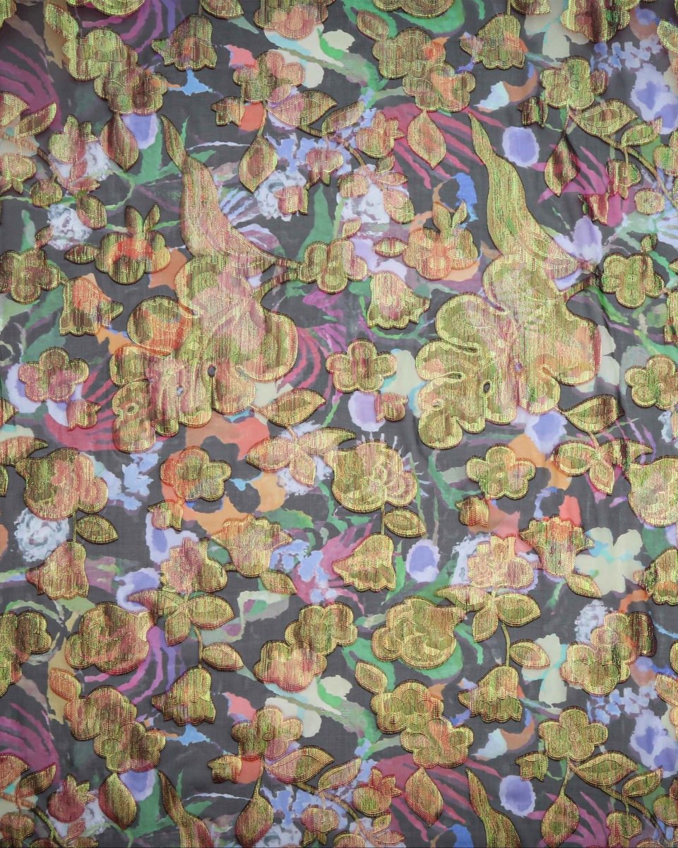 Silk Jacquard Floral Fabric - Pure Silk, Chiffon - Sharqiya - الشرقية