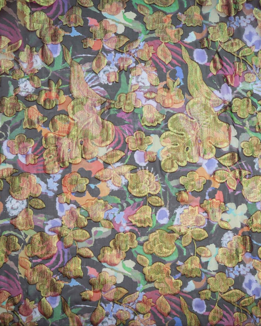 Silk Jacquard Floral Fabric - Pure Silk, Chiffon - Sharqiya - الشرقية