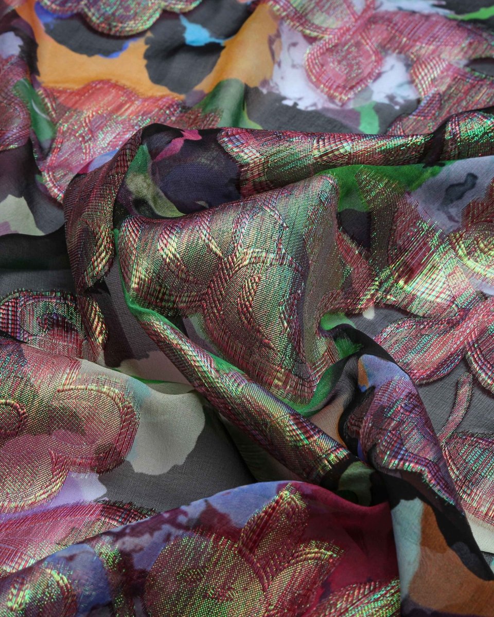 Silk Jacquard Floral Fabric - Pure Silk, Chiffon - Sharqiya - الشرقية