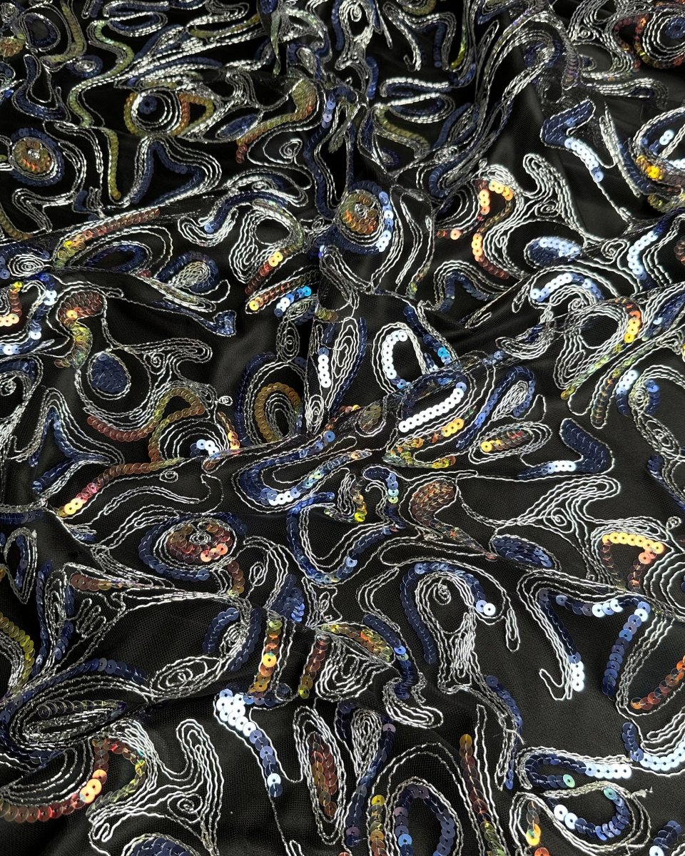 Silk Jacquard Geometric Fabric - Tulle - Sharqiya - الشرقية
