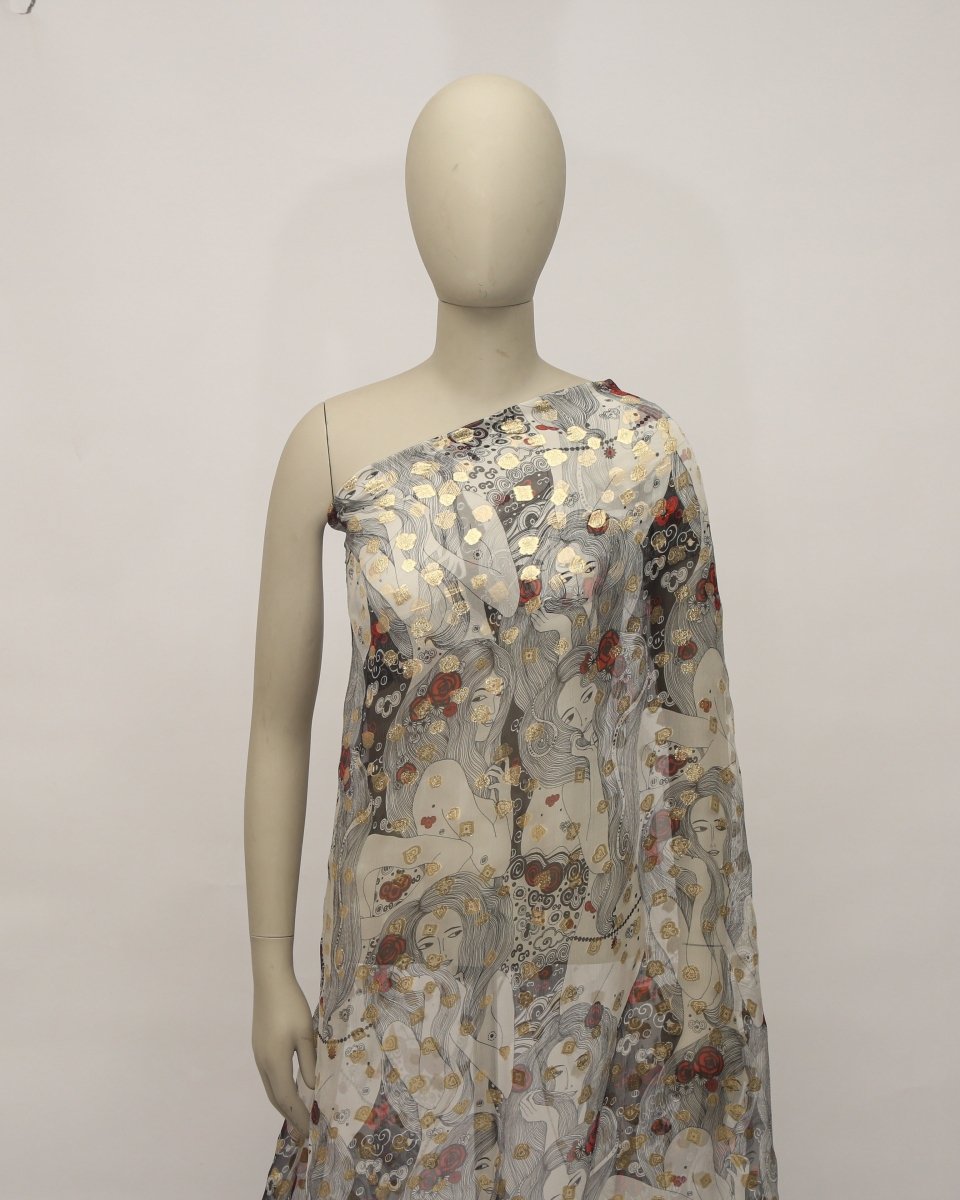 Silk Jacquard Metallic Fabric - Pure Silk, Chiffon - Sharqiya - الشرقية