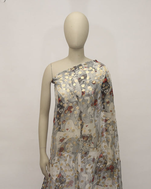 Silk Jacquard Metallic Fabric - Pure Silk, Chiffon - Sharqiya - الشرقية