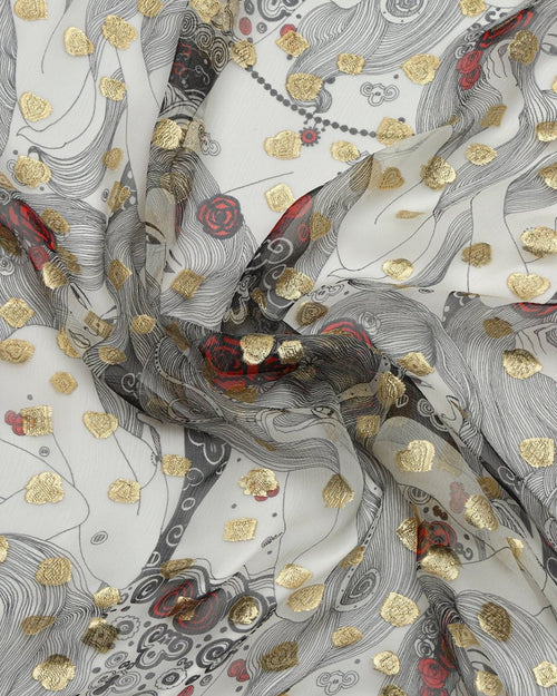Silk Jacquard Metallic Fabric - Pure Silk, Chiffon - Sharqiya - الشرقية