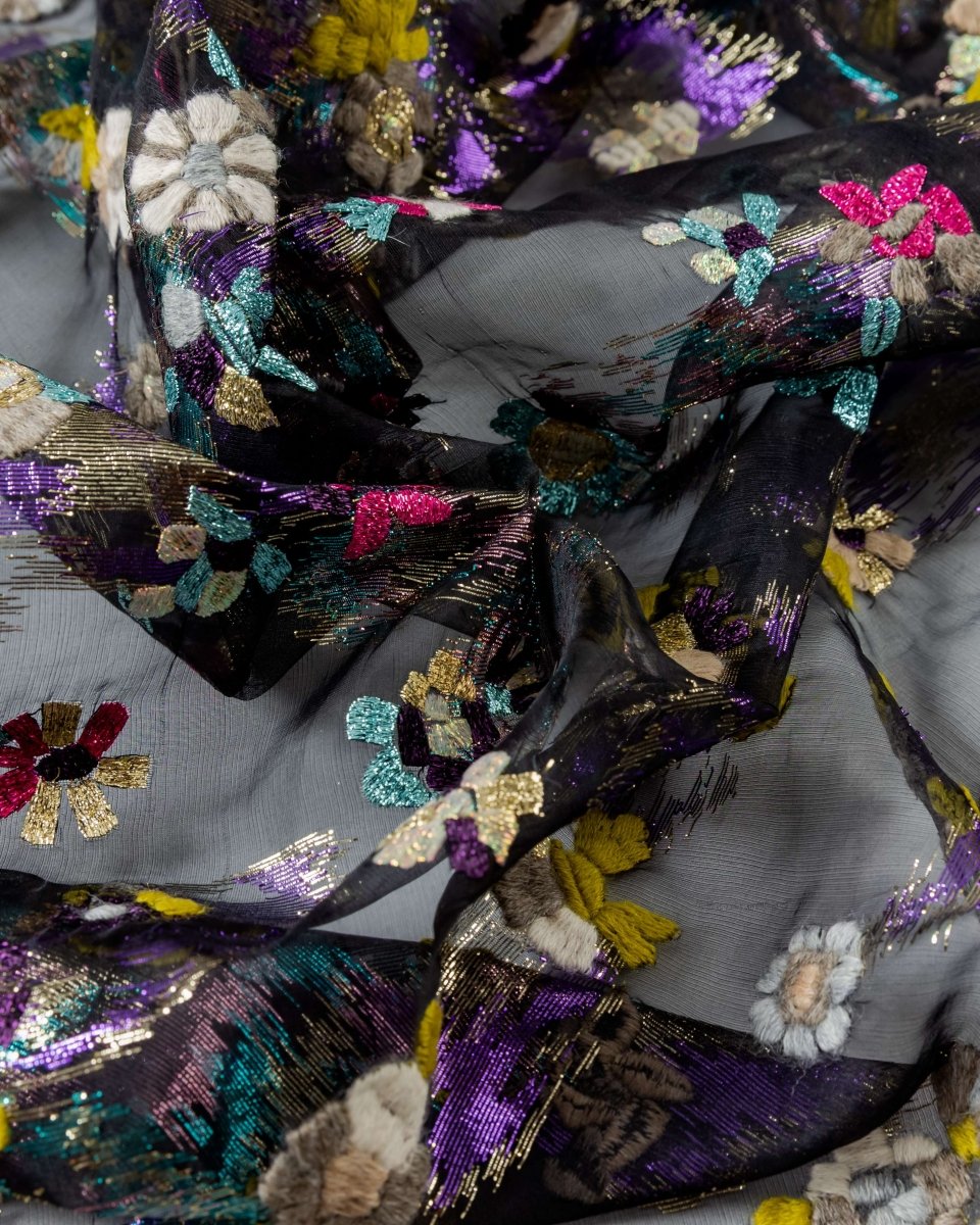Silk Lurex Embroidered Fabric - Polyester - Sharqiya - الشرقية