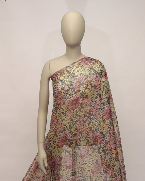 Silk Lurex Floral Fabric - Pure Silk, Chiffon - Sharqiya - الشرقية