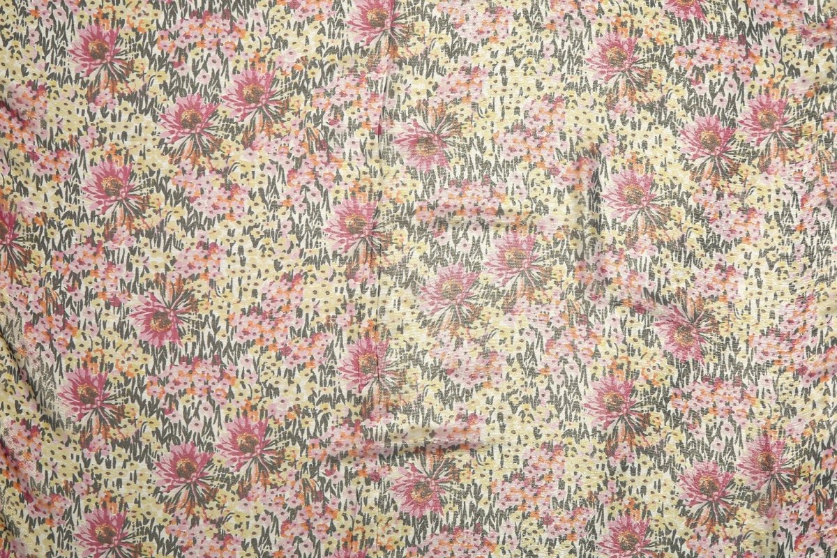 Silk Lurex Floral Fabric - Pure Silk, Chiffon - Sharqiya - الشرقية