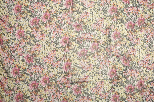 Silk Lurex Floral Fabric - Pure Silk, Chiffon - Sharqiya - الشرقية