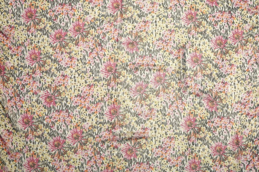 Silk Lurex Floral Fabric - Pure Silk, Chiffon - Sharqiya - الشرقية