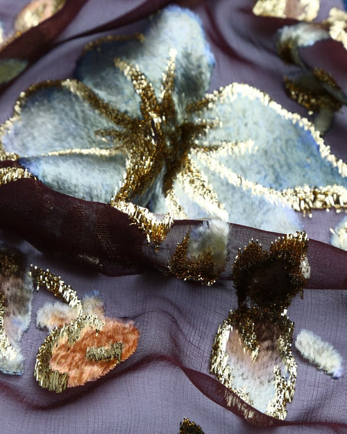 Silk Lurex Floral Fabric - Velvet, Chiffon - Sharqiya - الشرقية